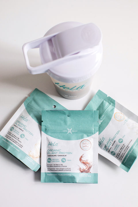 HeLa Singles Trial Pack |  3 Organic Plant Protein Singles + Shaker Bottle