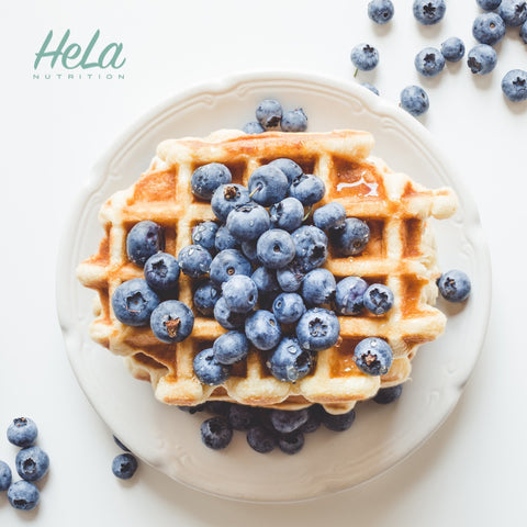 HeLa Protein Blueberry Waffles